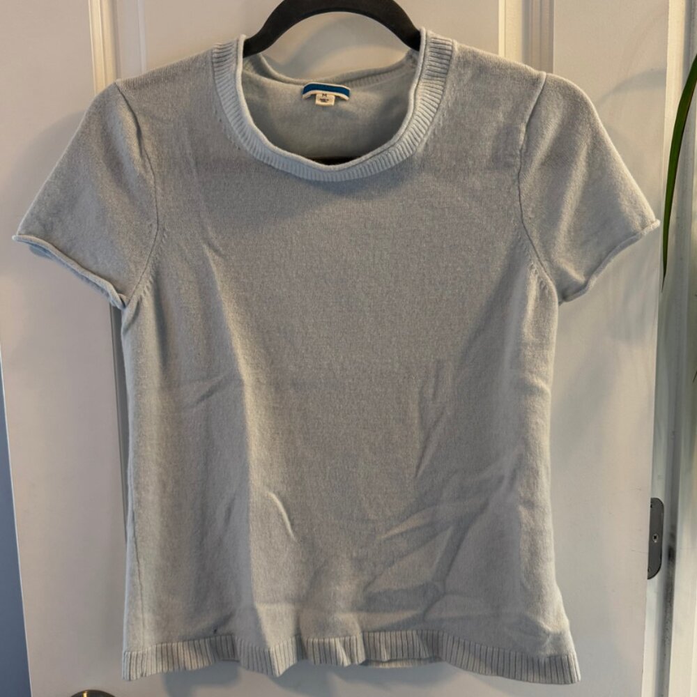 Light blue 100% Cashmere JCrew short sleeve top